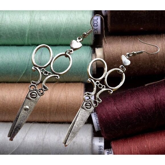 Scissor Earrings New Dangle Hooks Sewing Seamstress Cross Stitch Needlep… - Picture 10 of 12